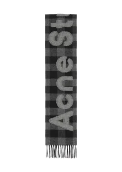 Acne Studios Check logo scarf- Black/Grey