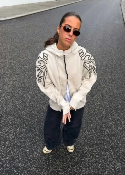 ALIS GYLL HOODIE W/ ZIPPER & EMBROIDERY