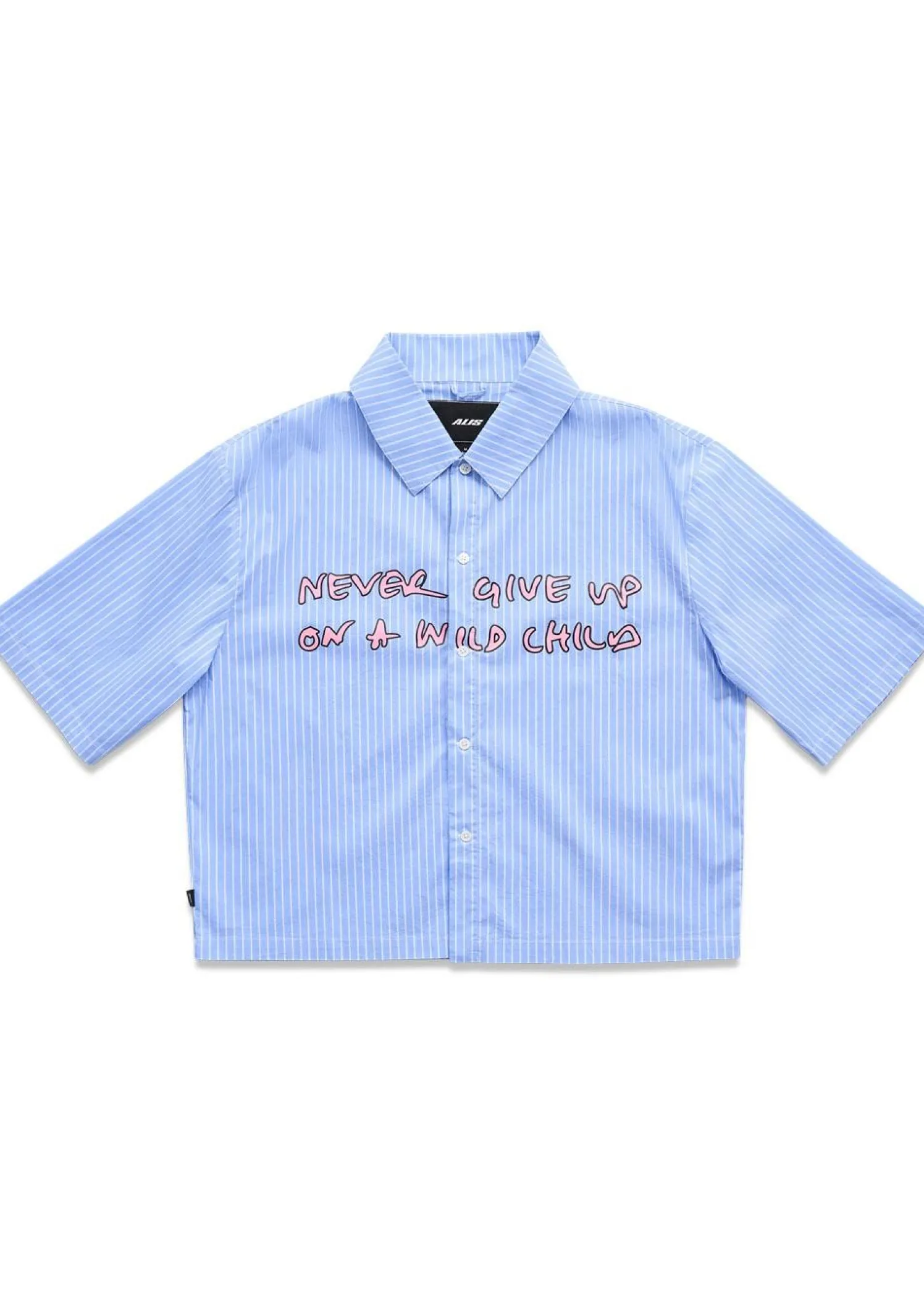 ALIS THEOTIS CROPPED SHORT SLEEVE SHIRT W/ CHEST PRINT