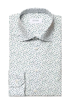 Eton Umbrella Print Poplin Slim Shirt