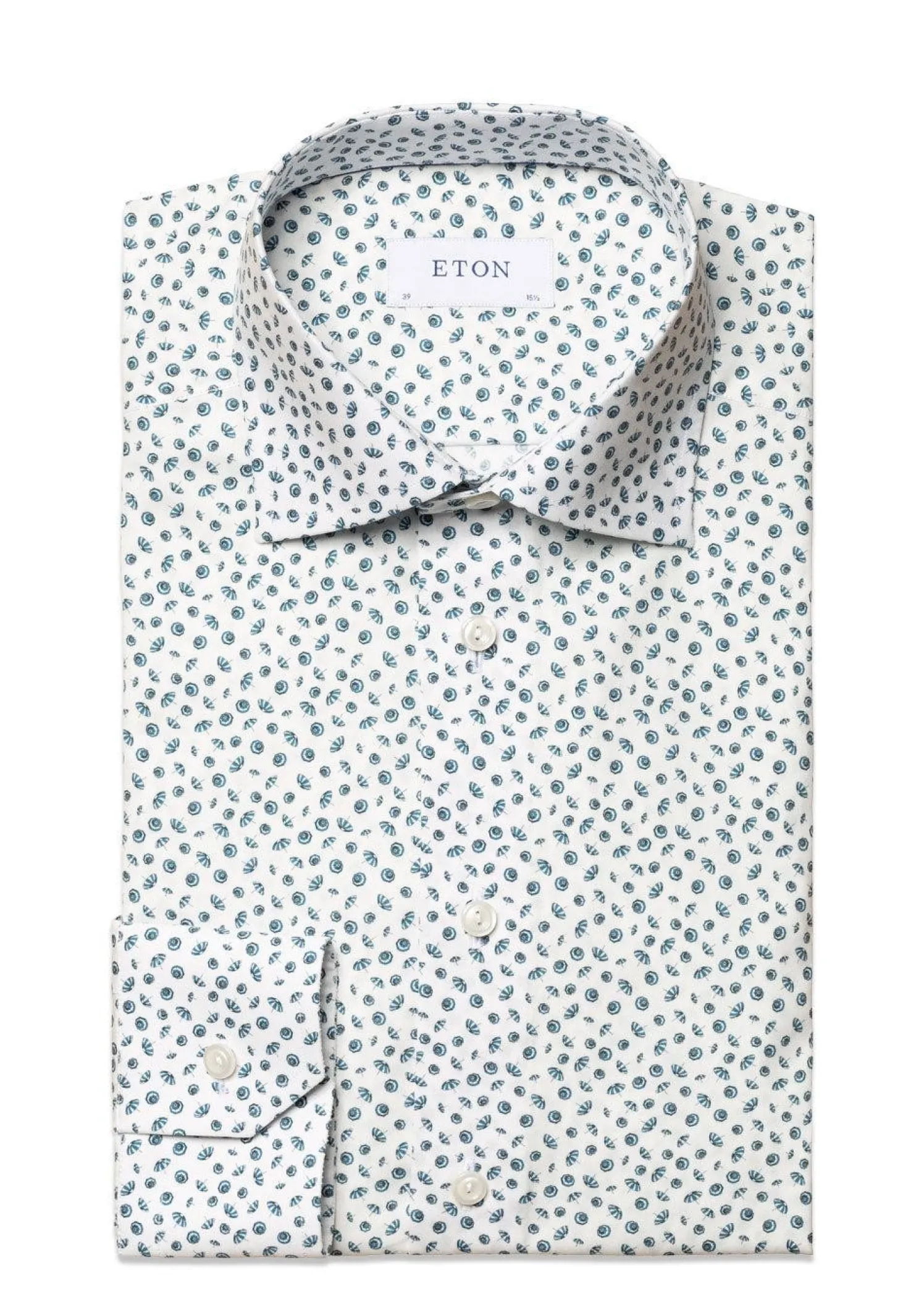 Eton Umbrella Print Poplin Slim Shirt
