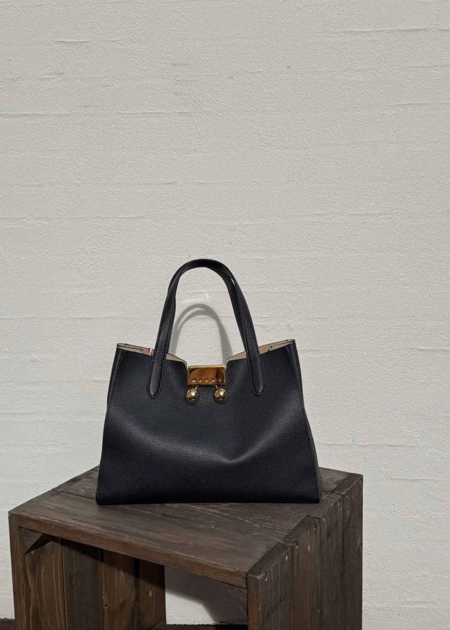 Marni Leather Trunkaroo Tote Handbag