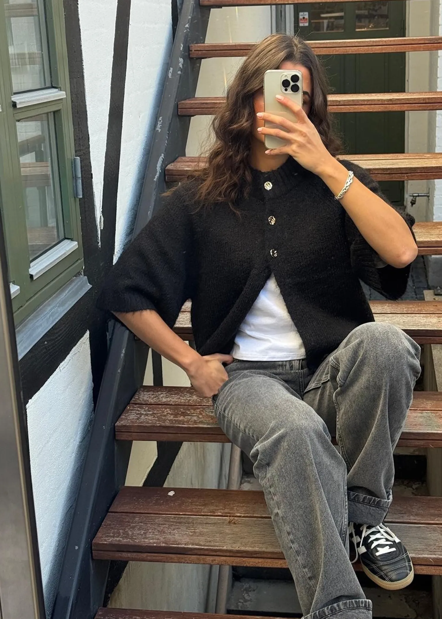 Neo Noir Benuta Fluffy Knit Cardigan