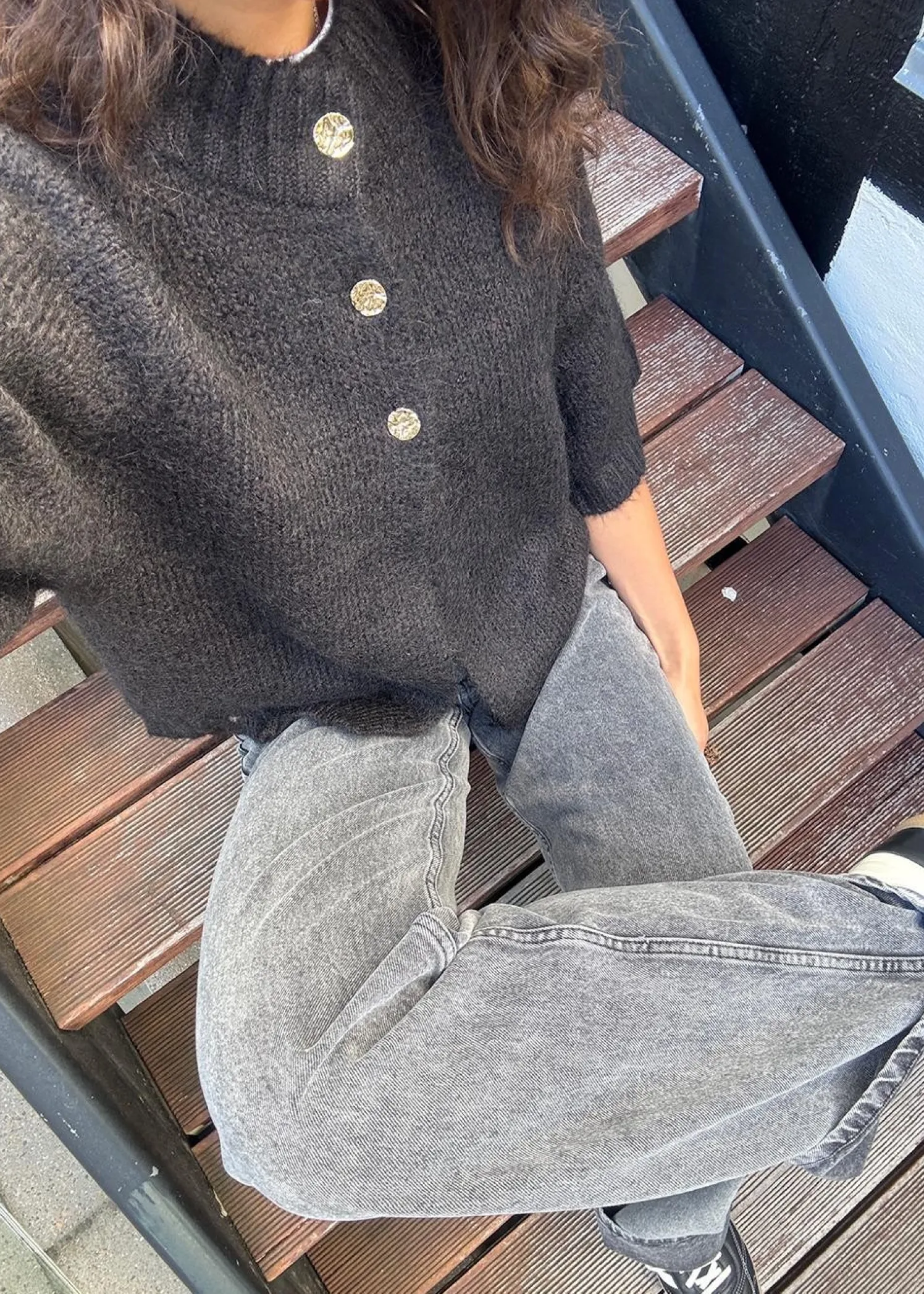 Neo Noir Benuta Fluffy Knit Cardigan