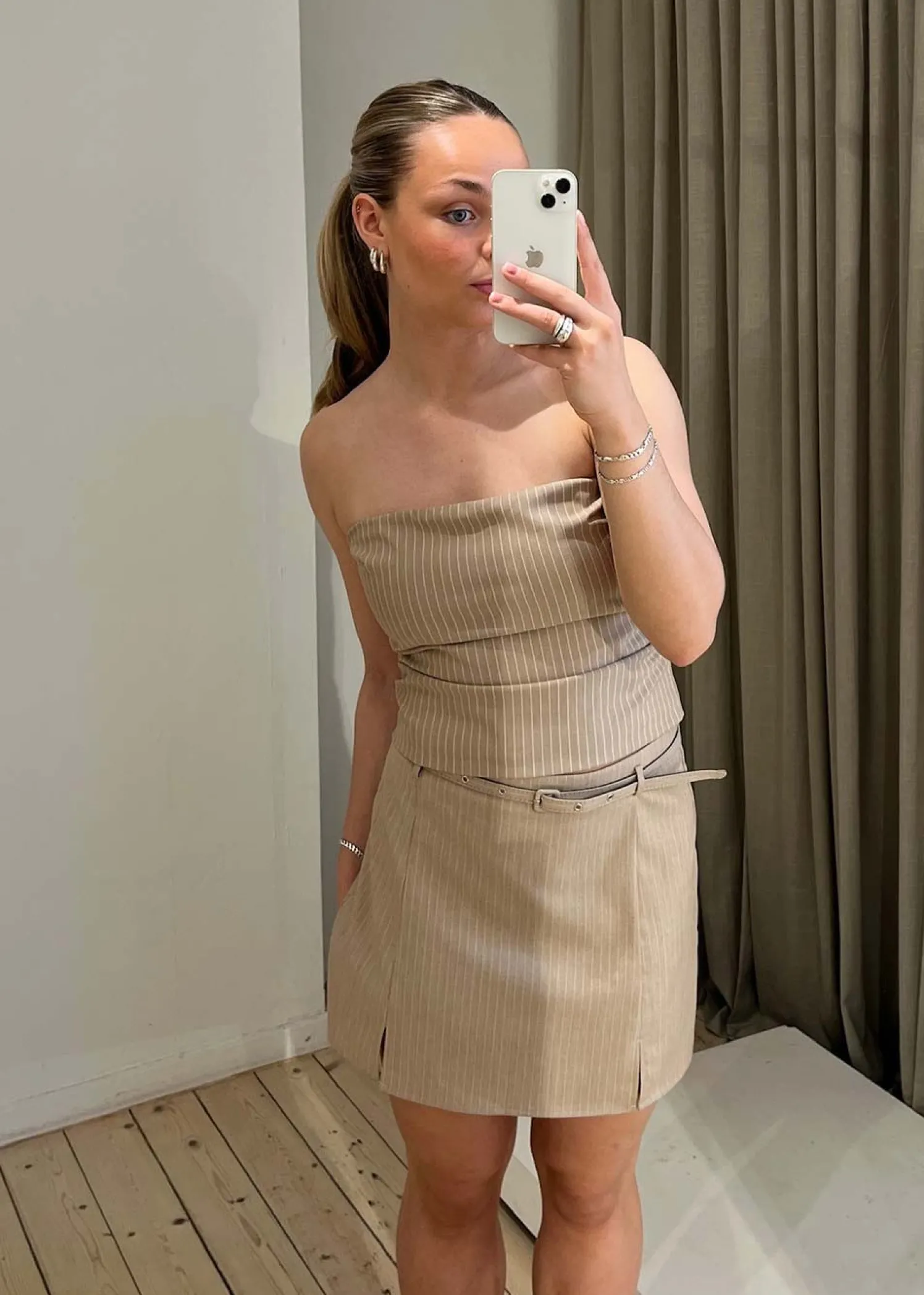 Neo Noir Tyree Melange Pinstripe Top