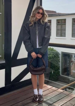 Oval Square Rocker Leather Bomber