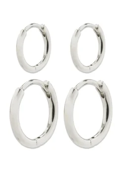 Pilgrim ARIELLA hoop earrings 2-in-1 set silver-plated