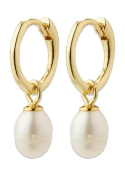 Pilgrim BERTHE pearl hoop earrings gold-plated