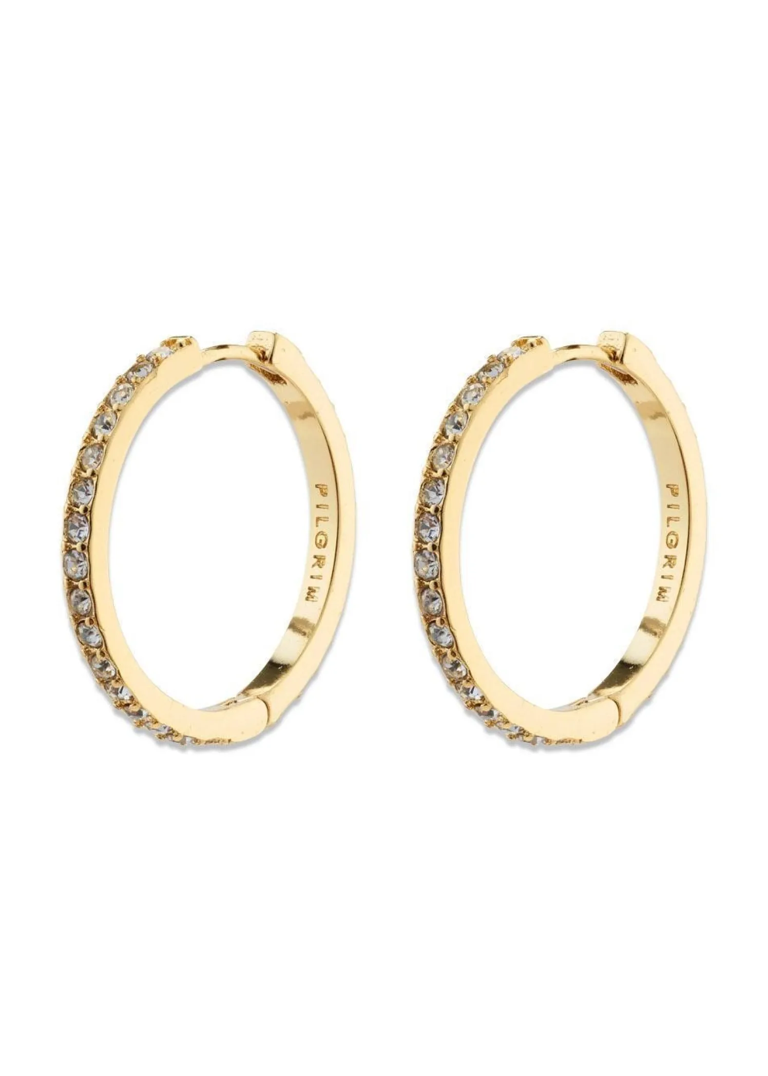 Pilgrim EBNA large crystal hoops gold-plated
