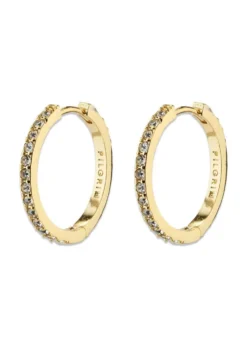 Pilgrim EBNA medium crystal hoops gold-plated