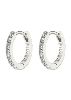 Pilgrim EBNA small crystal hoops silver-plated