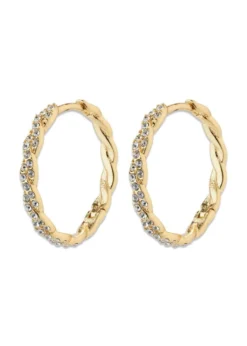 Pilgrim EZO twirled crystal hoops gold-plated