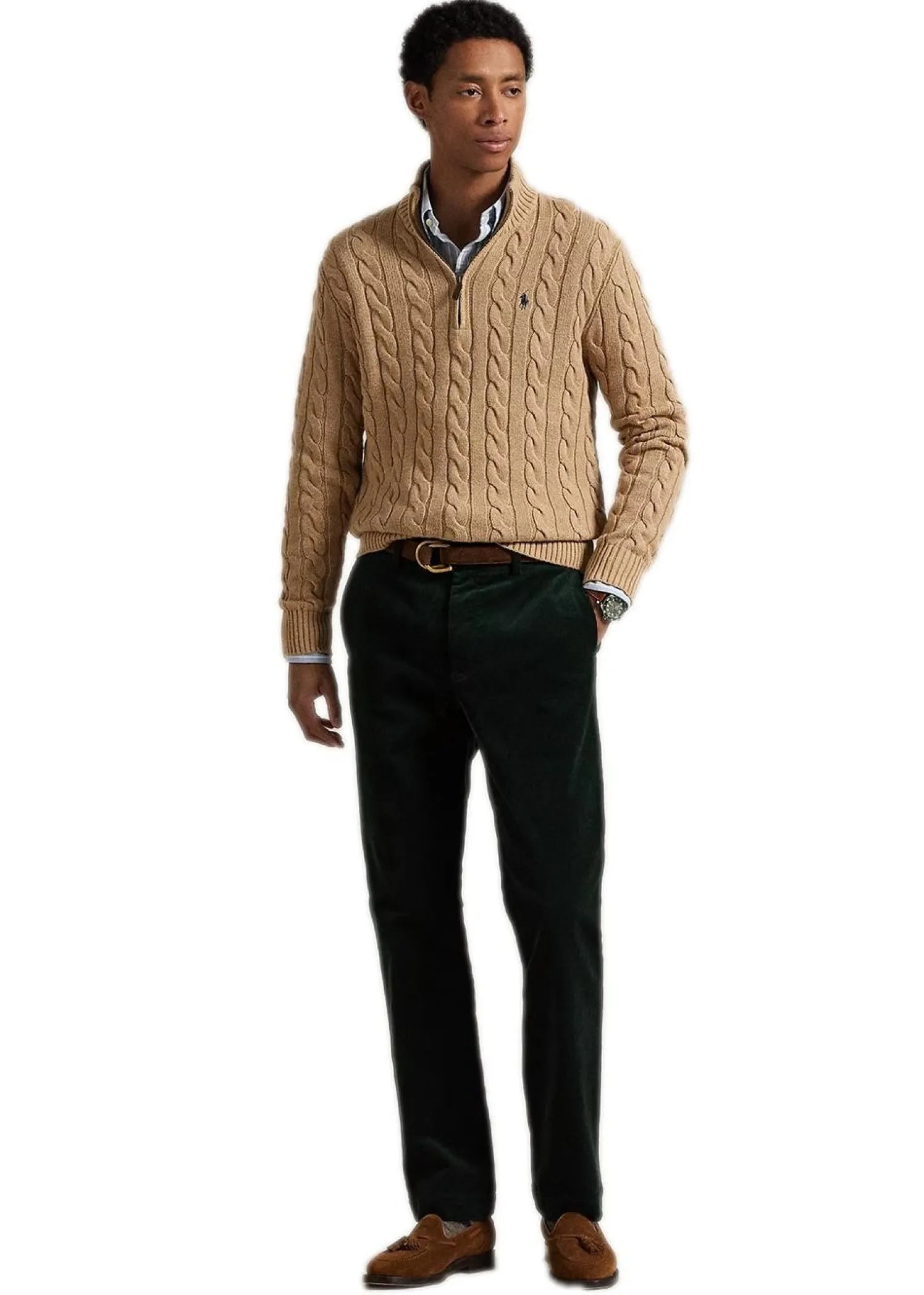 Ralph Lauren Cable Knit Cotton Quater Zip Sweater