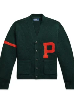 Ralph Lauren Wool V-Neck Letter Cardigan