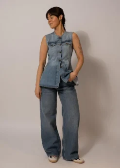 Rotate FLARED DENIM TOP
