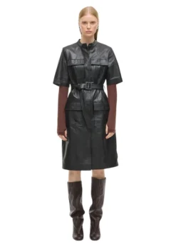 ROUGE EDIT 2/4 KNEE LEATHER DRESS