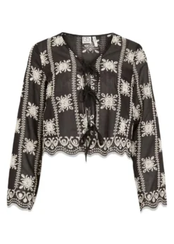 ROUGE EDIT ROUNALA L/S V-NECK TIE TOP